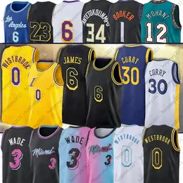 Los Ángeles Lakeres Russell 0 Westbrook LeBron 6 LBJ Jerseys de baloncesto Dwayne Dwyane Curry Wade Miamis Trae Stephen Young Brooklyns Net Herro Harro Harden 14 Tyler