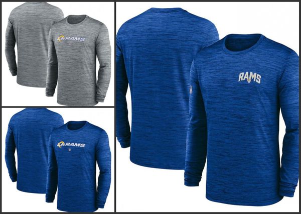 Los Angeles''Rams''Men Heather Grey Sideline Team Velocity Performance T-shirt à manches longues