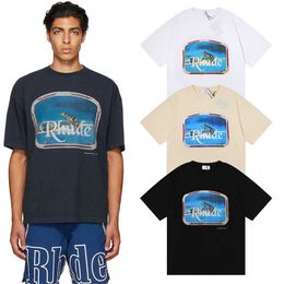 Los Angeles Summer New High Street Niche Design Fashion Design Rhude Print Grand T-shirt à manches courtes