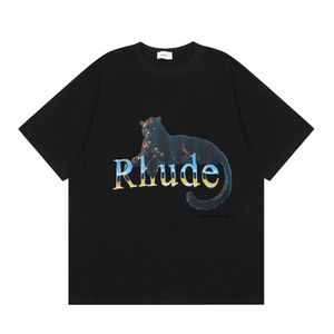 Los Angeles Trendy Rhude Design, mannelijke en vrouwelijke paren, hiphop, luipaardprint, losse dikke kerel, modieuze basis T-shirt