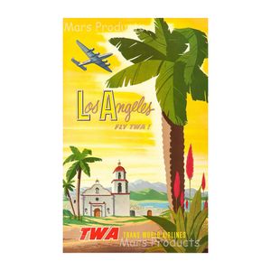 Los Angeles Twa 1950s Vintage Style Travel Wall Art Decoration Poster Canvas Print