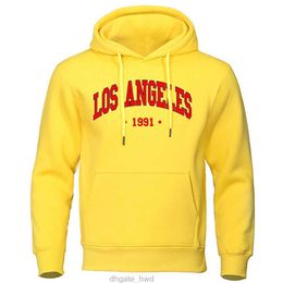 Los Angels 1991 USA Stad Brief Afdrukken Hoody man 2023 Nieuwe Sweatshirt Oversize Straat Zachte Kleding Katoen Fleece Paar Hoodie