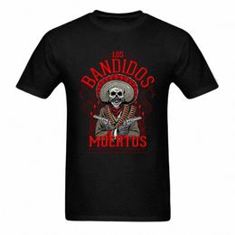 Los Bandidos Muertos Mannen Stijlvol T-shirt Hipster Zwart Tees Schedel Cott T-shirt Fitn Kleding De Dode Bandieten Print C0N8 #