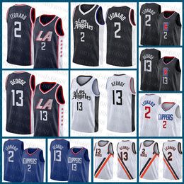 Los Angeles Basketball Jersey Clipper 13 Kawhi Leonard 2021 2022 Nouveau 2 Paul George White