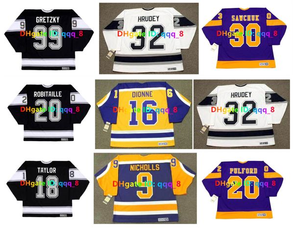 MARCEL DIONNE WAYNE GRETZKY Los Kings Maillot de hockey personnalisé CCM KELLY HRUDEY DAVE TAYLOR TYLER TOFFOLI ROBITAILLE ROB BLAKE BOB PULFORD NICHOLLS Taille S-4XL