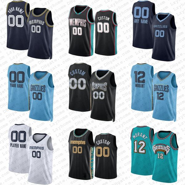 Ja Morant Memphises Desmond Bane Grizzlie Camisetas de baloncesto personalizadas David Roddy 13 Jaren Jackson Jr Kenneth Lofton Brandon Clarke Steven Adams Dillon Brooks 2023