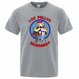 Los POLLOS Hermanos Grappig Gedrukt T-Shirt Mannen Fi Casual Korte Mouwen Zomer Cott Ademende T-shirt Kip Brothers Tee 1148 #