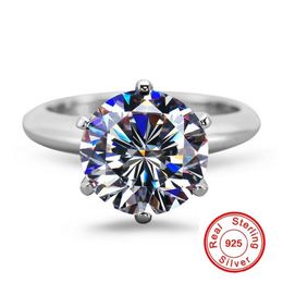 Geld Verliezen Fijne Sieraden Originele Natuurlijke 925 Zilveren Ringen Solitaire 6mm 2ct Sona Diamond CZ Steen Trouwringen voor Vrouwen gift