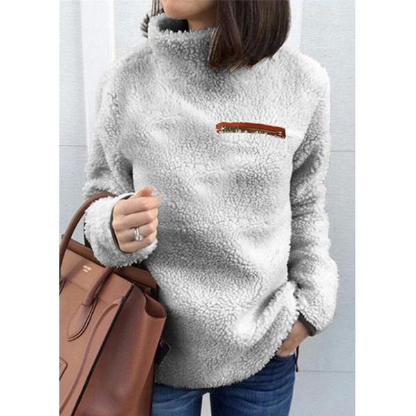 Lossky Femmes Sweatshirts Automne Hiver Top Manches Longues En Peluche Chaud Pull Kpop Dames Tops Femmes Vêtements Pure Sweat 200924