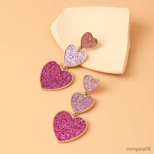 Perdu dame mignon violet rose coeur pendentif boucles d'oreilles pour les femmes nouveau mariage à la mode déclaration bijoux R230613