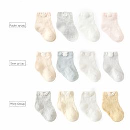 Lot de chaussettes d'été pour bébé de 0 à 3 ans, maille fine, respirantes, couleur unie, chaussettes de sol pour bébé, en coton doux, antidérapantes, bateau, 231225