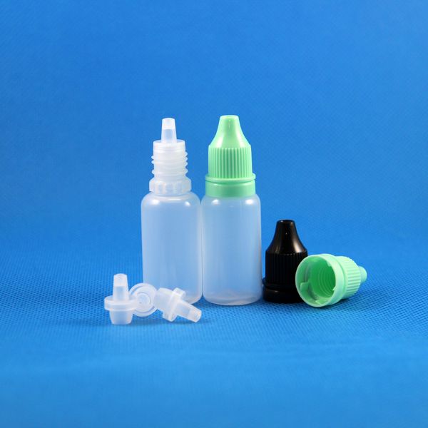 100 botellas cuentagotas de plástico de 1/2 oz y 15 ml, suaves y exprimibles, a prueba de manipulaciones, tapa de prueba de ladrón, punta de pezón separable, aceite líquido, disolventes de jugo, subpaquete de 15 ml