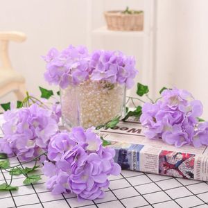 LOT 100 PCS 13-15 cm Hortensia Tête De Fleur 27 Fourches Décoratifs À La Maison Fleurs En Soie DIY Guirlande De Mariage Mur Route Lead Arch Fleurs