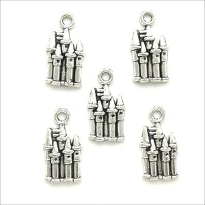 Lot 100 stks Castle Antique Silver Charms Hangers Sieraden DIY voor Ketting Armband Oorbellen Retro Stijl 20 * 10mm DH0778