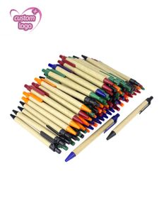 Lot 100 stuks ECO-papieren balpen Zwarte inkt balpen Groen Concept Aangepaste pen Promotiecadeau Giveaway Gepersonaliseerde pen Freebie 240130