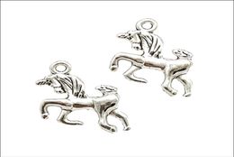 Lot 100 Stück Einhorn-Legierungs-Charms-Perlen-Anhänger für die Schmuckherstellung, Ohrring-Halskette, Armband, Schlüsselanhänger-Zubehör, 20 x 17 mm, DH04362123130