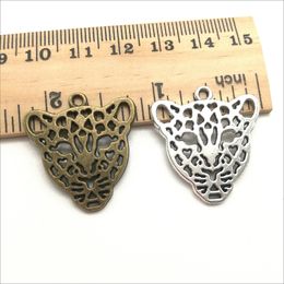 Lot 30 stks Leopard Head Antique Silver Charms Hangers Sieraden Maken DIY Sleutelhanger Bronzen Pendant voor Armband Oorbellen 28 * 26mm DH0829 / 830