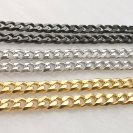 Lot 5meter en vrac 5MM noir / argent / or en acier inoxydable Curb marquage bijoux résultats Chain Bracelet collier bricolage