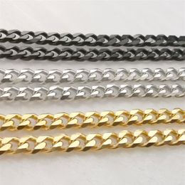 Veel 5 meter in bulk 5 mm zwart zilver goud roestvrijstalen stoepschakel ketting bevindingen sieraden markering diy ketting armband284h