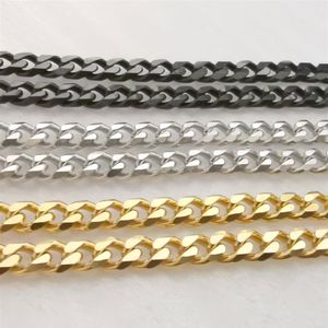 Lote 5 metros en masa 5 mm de plata negra oro acero inoxidable hallazgos de la cadena de la cadena de joyas de joyería Bracelet de collar de bricolaje284H