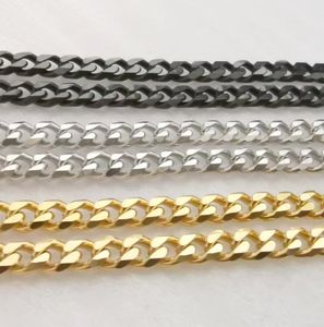 Veel 5 meter in bulk 5 MM zwartzilver goud roestvrij staal Curb Link Chain bevindingen sieraden markering DIY ketting armband8860523