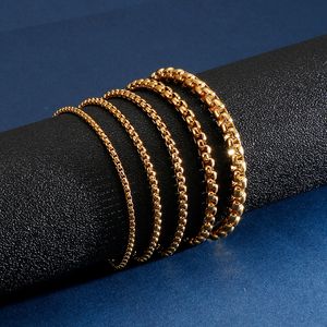 Lote de 5 uds. A granel a la venta, pulsera de cadena de eslabones Rolo cuadrados de acero inoxidable, brazalete de 3mm/4mm/6mm de 8,5 pulgadas para mujeres y hombres, regalos, joyería