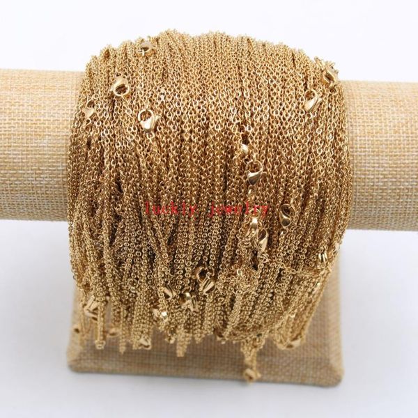 Chaînes Lot de 10 pièces/20 pièces minces 2mm 18 '' femmes filles bijoux en acier inoxydable ovale ROLO chaîne collier or en vrac