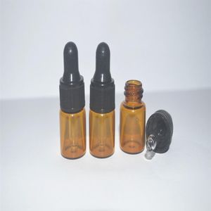 Lot van 50 stks 2 ml Amber Kleine Dropper Flessen Flesjes Voor Essentiële Olie Parfum kleine draagbare bottles340v