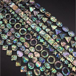 LOT Rainbow Paua Abalone Shell Coin Ovale vierkante Drop Heart rechthoek Teardrop Driehoek Ovale Donut Star Diamond Beads Sieraden Makin301q