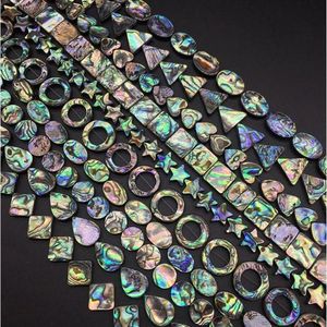 Lot arc-en-ciel PAUA ABALONE SOCHE COIN OVAL Square Drop Heart Rectangle Triangle Ovale Donut Star Diamond Diamond Bielles Jewelry Makin302B