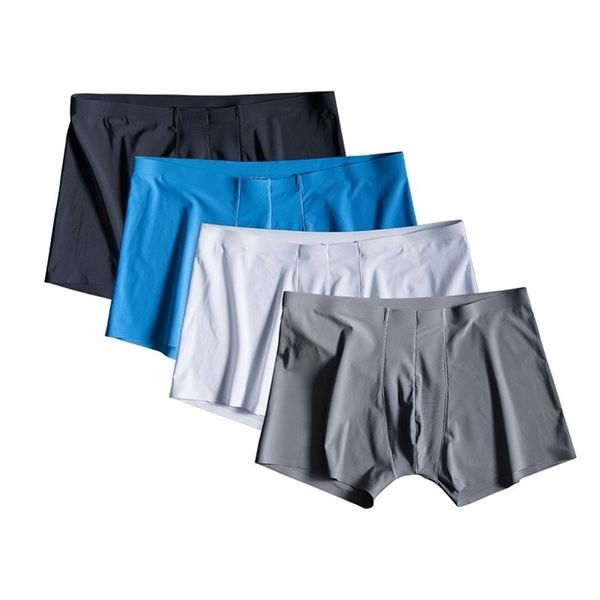 lot Seamless Hommes Boxers De Luxe Boxers En Soie Sous-Vêtements Spandex Entrejambe Boxer Nylon Sous-Vêtements Shorts Slips LJ200922