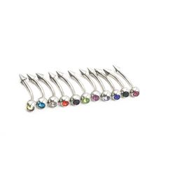 LOT100PCS Shippment Body Sieraden - Mix Gems Lip Tragus Bar Gebogen 16G Wenkbrauw Piercing