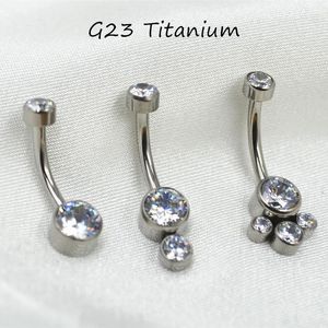 Lot10PCS Body Jewelry-G23 Round CZ Smart Ombligo Piercing para el cuerpo 14Gx10x46mm Ombligo Curvo Barbells Anillos para el vientre 240228