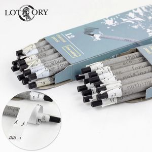 Lotory 12 unids/set línea de tracción lápiz de carbón lápices de dibujo suaves/medianos lápiz de dibujo de carbono suministros de arte de corte libre papelería 240118