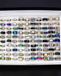 Viele Groß Ganze 50 stücke Frauen Ringe Set Edelstahl Gold Silber Paar Schwarz Ring Männer Schmuck Geschenk Hochzeit Band party Dropship5920251