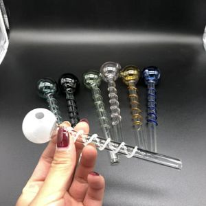 Veelverkoop Willekeurig 10 stuks in één partij Glas Pyrex Oliebrander Pijpen Olie Smoking Lepel Rechte Spinale Buis Handleiding DAB Bong Accessoires