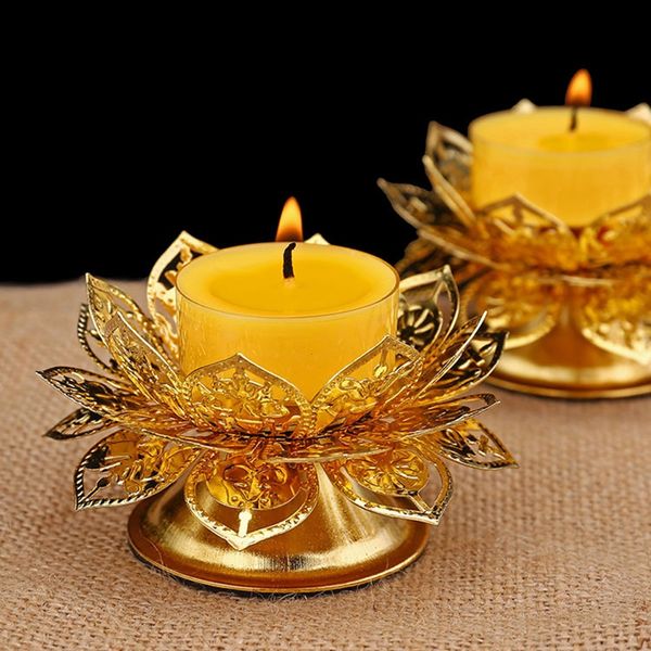 Lotus Candlestick Ghee Huile lampe au beurre de beurre de beurre