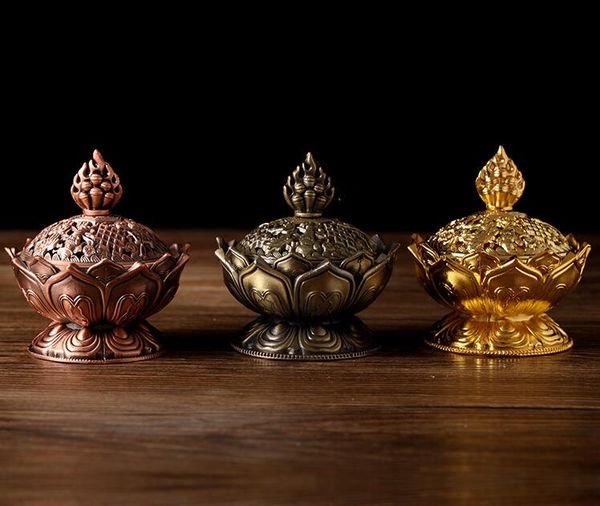 Fleur de Lotus Brûleur D'encens Bouddhisme Bouddha Titulaire En Laiton Mini Encensoir Encens En Métal Artisanat Décoration de La Maison Cadeau