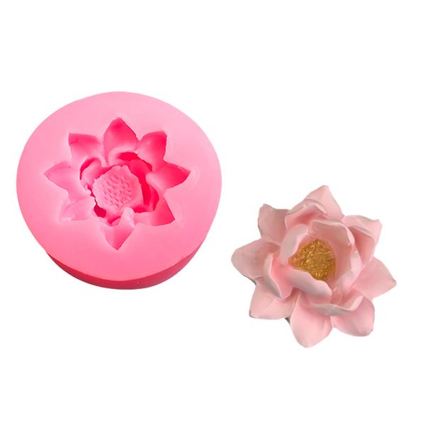 Moule en silicone fleur de lotus pour bricolage fondant bonbons fabrication moules à chocolat sucettes desserts glaçon gomme argile savon biscuit plâtre 122258