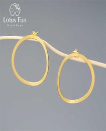 Lotus Fun 18K Gold Minimalism Big Round Circle Dange oorbellen voor vrouwen 925 Sterling Silver Statement Sieraden Trend 2110133653496