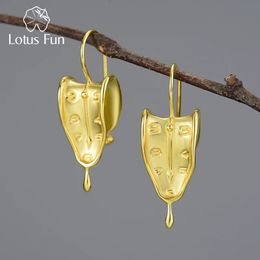 Lotus Fun Eternity of Memory Forma de reloj de oro de 18 km Love Forever Dangle Penrings para mujeres 925 STERLING Silver Luxury Fine Jewelry 240419