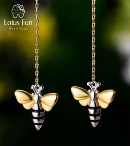 Lotus Fun Lovely Honey Bee Boucles d'oreilles entente Real 925 Silver Silver Handmade Designer Fine Bijoux pour les femmes Bijoux 2106249293295