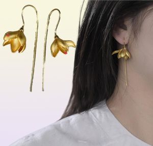 Lotus Fun Real 925 Designer en argent sterling fin bijoux 18k Gold Elegant Magnolia Flower Boucles d'oreilles pour femmes86938539032239