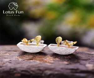 Lotus Fun Real 925 Sterling Silver Earrings Creative Handmade Fine Jewelry My Little Garden Stud For Women Gift Brincos 2106162689161