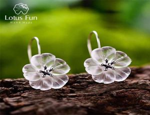 Lotus Fun Real 925 Sterling Silver Earrings Handmade Designer Fine Jewelry Flower in the Rain Fashion Dange for Women 2201083162004