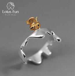 Lotus Fun Real 925 Sterling Zilver Natuurlijke Originele Handgemaakte Designer Fijne Sieraden Bijen en Druipende Honing Ringen voor Vrouwen Bijoux 21884976