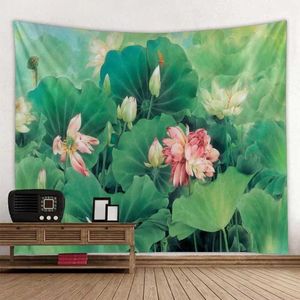 Lotus Leaf Lotus Tapestry Wall Tapasches suspendu bohemian hippie petite maison fraîche décoration de la tapisserie