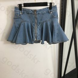 Feuilles de Lotus jupe en jean femmes concepteur taille basse jupes mode une ligne mini-jupe Sexy jupe de fête d'été