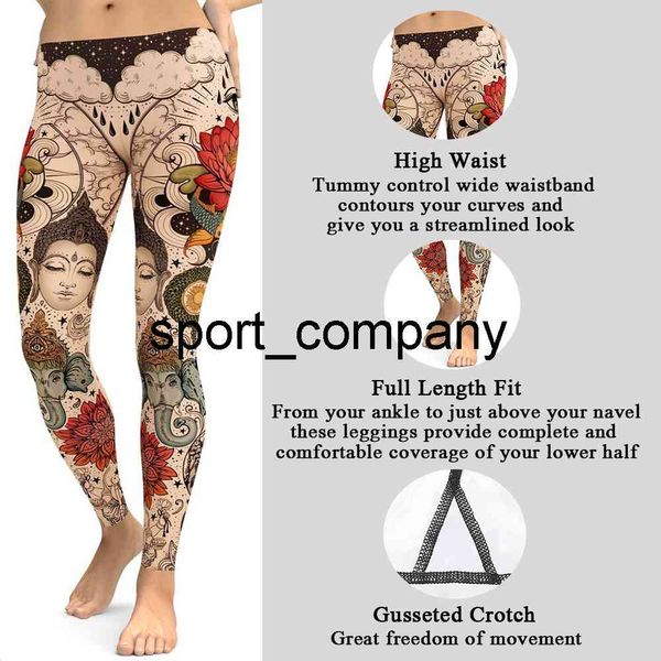 Lotus Leggings pour Fitness tatouage pantalon imprimé Gym vêtements d'entraînement 2021 UV protégé Sport femme collants