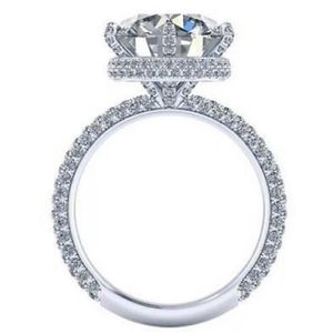 LOTUSMAPLE taille ronde pierres serties de diamants moissanite couleur D solide 14K 18K blanc jaune or rose platine 950 bague halo 6 p258y